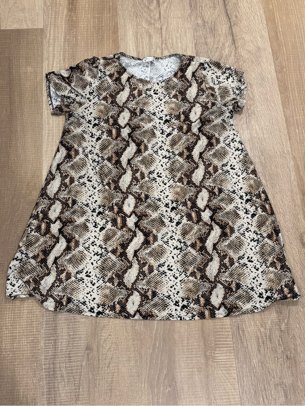 Snake Print Mini Dress in Neutral Tones